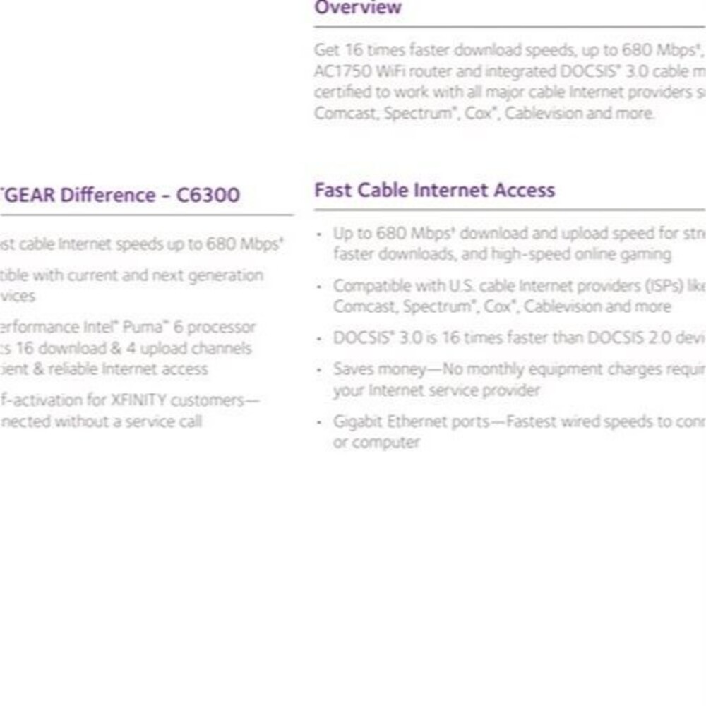 NETGEAR 6300 Wireless Router DOCSIS 3.0 AC1750 Wi-Fi - Picture 8 of 9